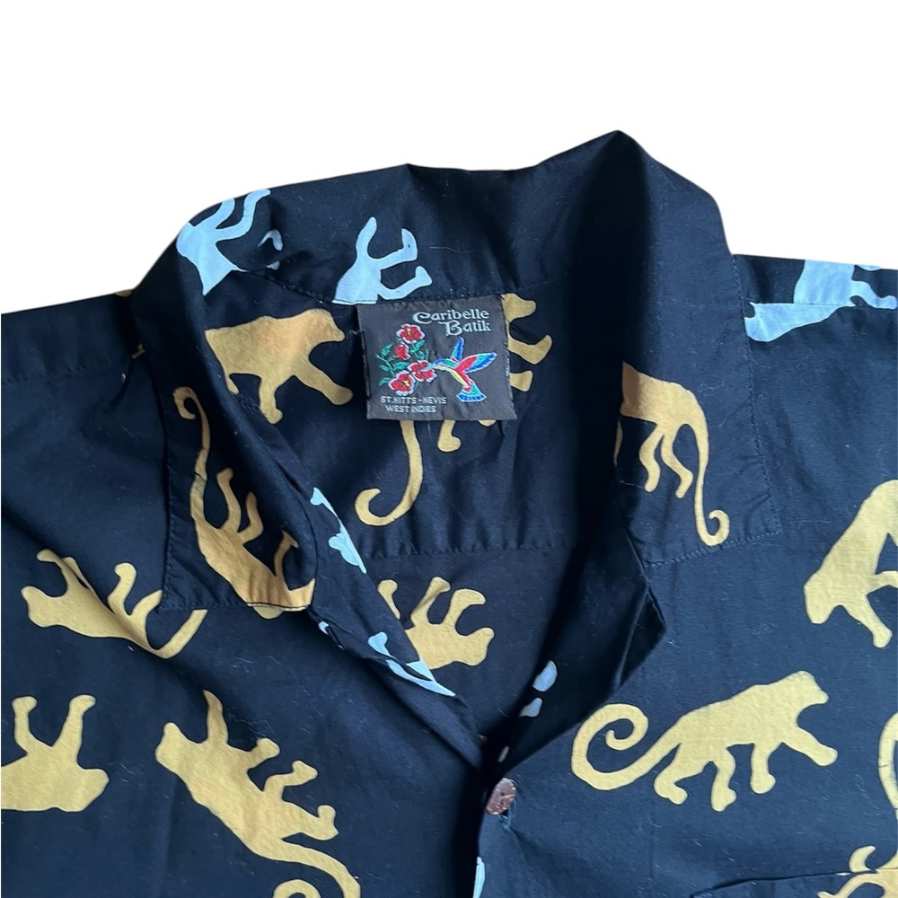 VTG Caribelle Batik
Men's Shirt - Rare
Lizard Gecko Print - Black/Gold/Blue - - Picture 8 of 8